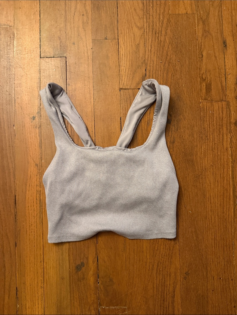 ALO Yoga Ribbed Crop Sports Bralette in Light Gray
